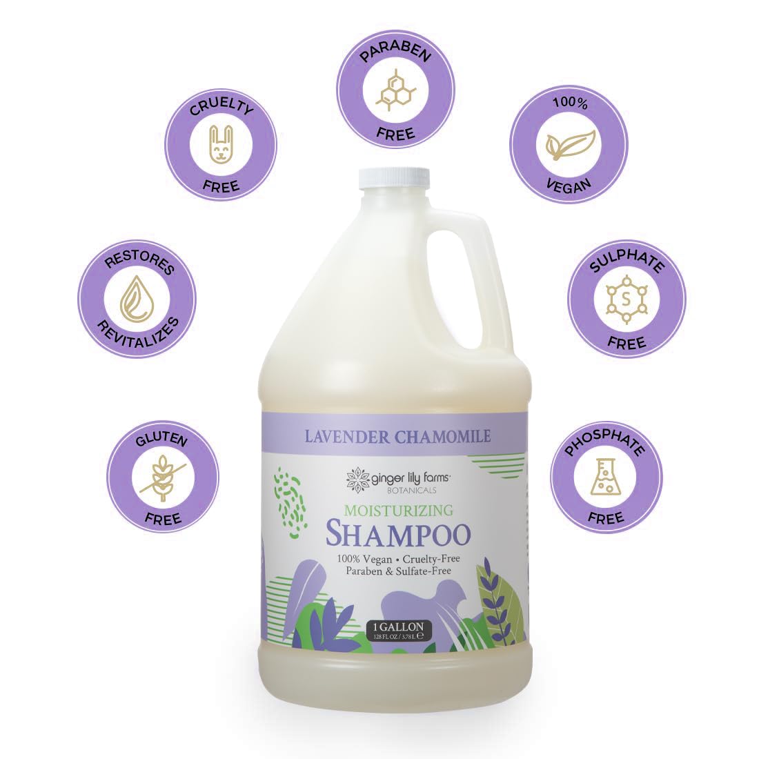 Ginger Lily Farms 1 gallon refill bottle beside pump for cost-effective refills