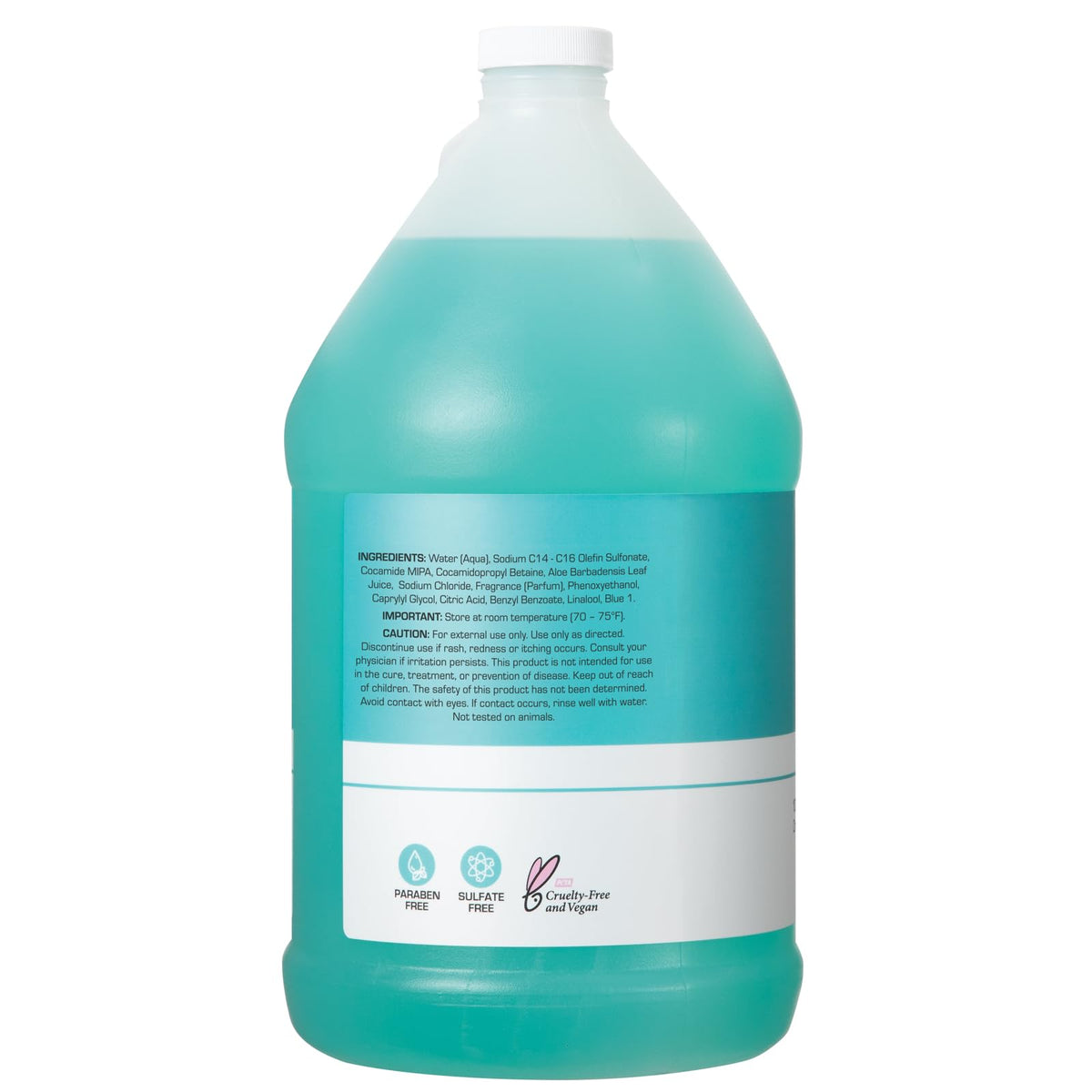 Ginger Lily Farms pouring gallon refill into dispenser for economical use