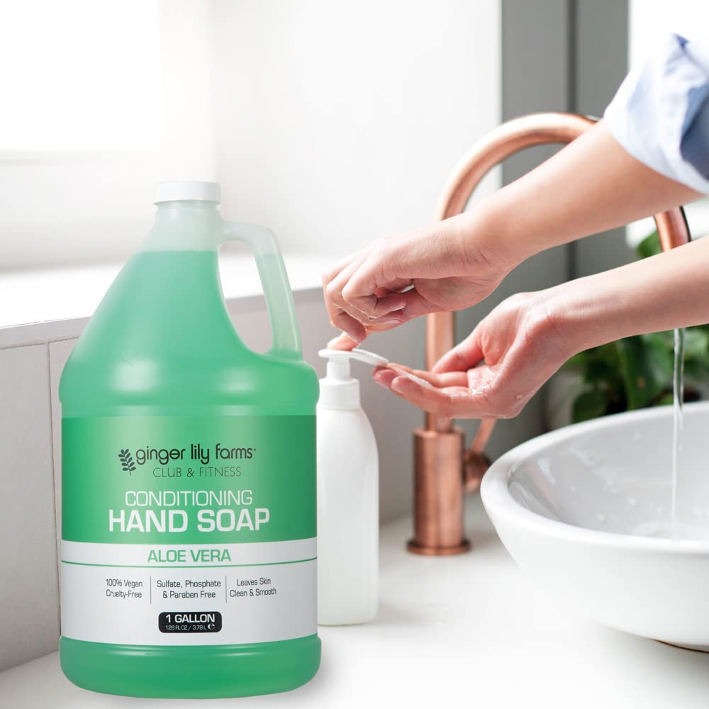 Ginger Lily Farms gallon at gym refill station illustrating commercial use