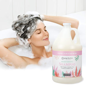 Ginger Lily Farms botanical ingredients aloe and flaxseed displayed to show hydration benefits