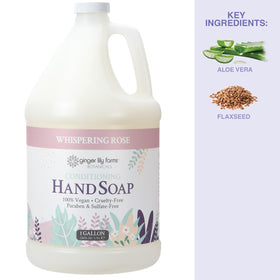 Ginger Lily Farms natural ingredients display with aloe and flaxseed highlighting botanical care