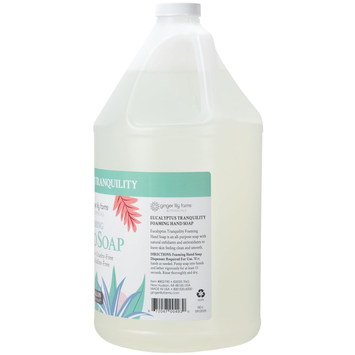 Ginger Lily Farms label close-up highlighting botanical ingredients and benefits
