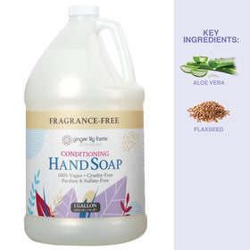 Ginger Lily Farms label close-up listing natural ingredients and benefits