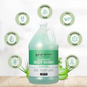 Ginger Lily Farms label close-up listing vegan, PETA and toxin-free