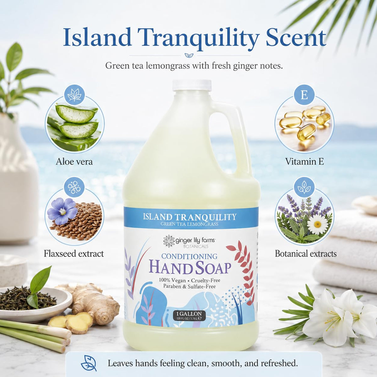 Ginger Lily Farms ingredient label highlighting botanicals and toxin-free benefit