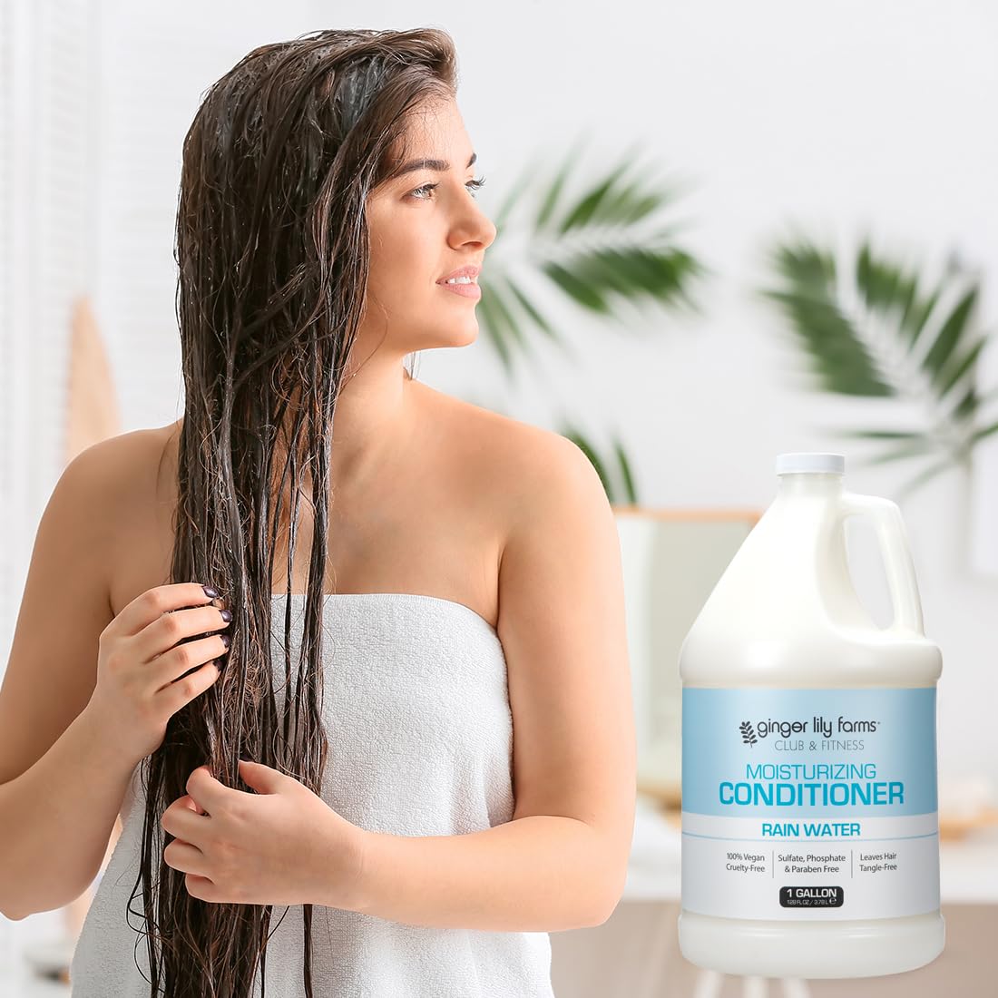 Ginger Lily Farms conditioner in gym locker room setting for commercial use