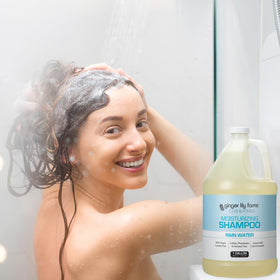 Ginger Lily Farms gallon inside locker room shower area for high‑traffic use