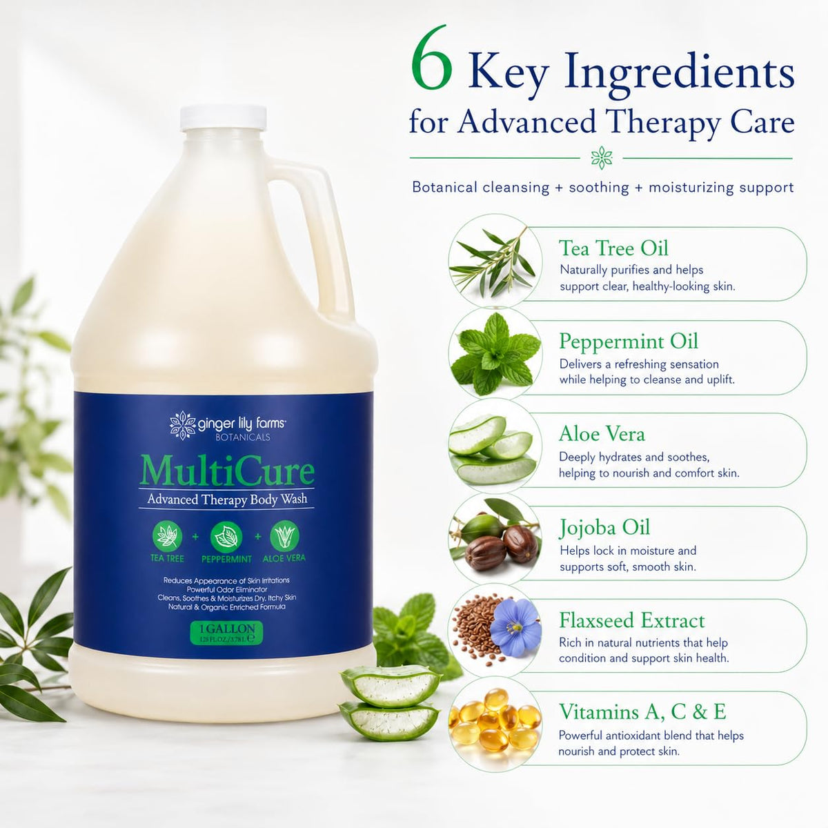 Ginger Lily Farms peppermint foam on skin offering cooling refreshment