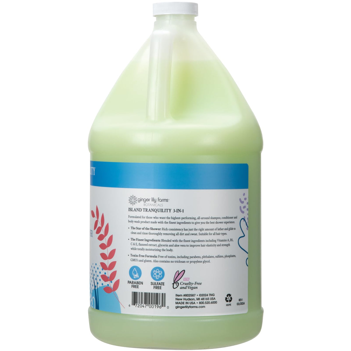 Ginger Lily Farms pour closeup dispensing product to refill shower bottle