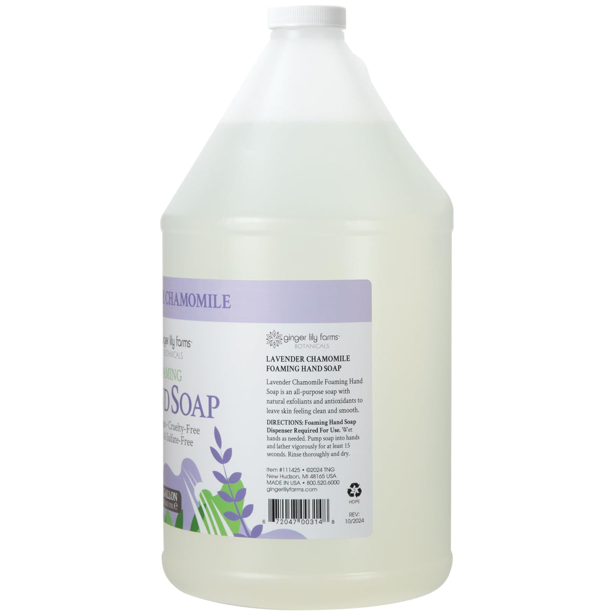 Ginger Lily Farms being poured into a foaming dispenser for easy refill and reduced waste