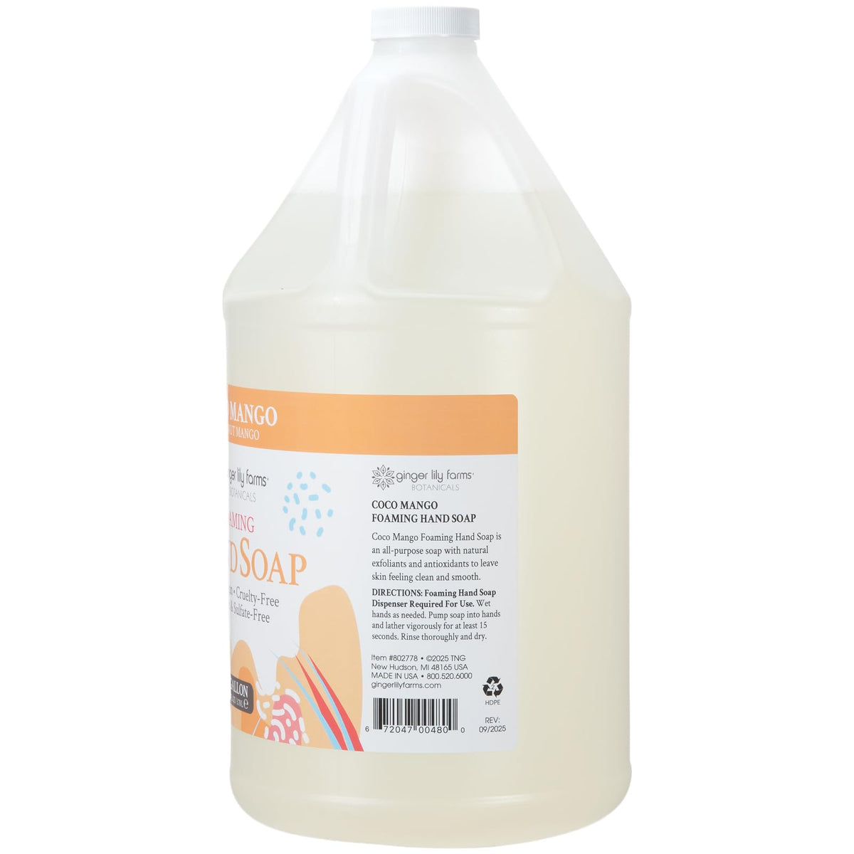 Ginger Lily Farms pour spout detail demonstrating easy refill and spill-reduction for faster replenishing