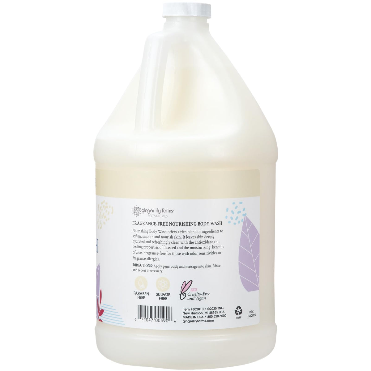Ginger Lily Farms pouring refill action shot demonstrates easy bulk transfer and savings