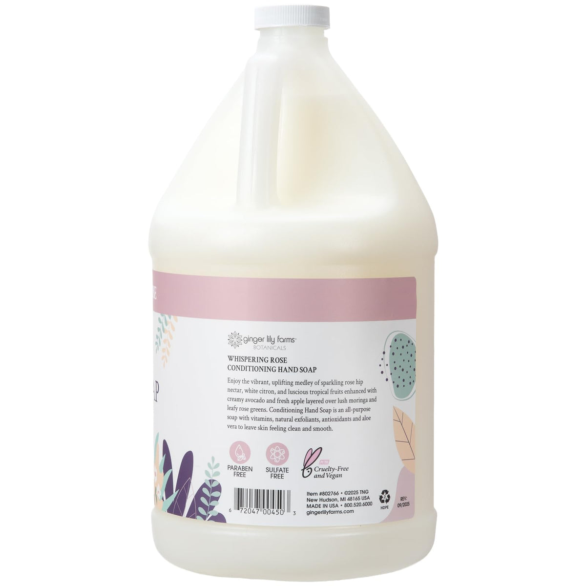 Ginger Lily Farms pouring refill into a wall dispenser demonstrating easy economical refill