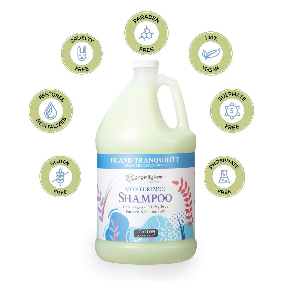 Ginger Lily Farms gallon beside standard bottle showing size and cost-saving benefit