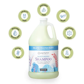 Ginger Lily Farms gallon beside standard bottle showing size and cost-saving benefit