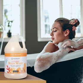 Ginger Lily Farms coconut and mango ingredients suggesting tropical scent