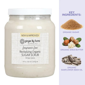 Ginger Lily Farms scrub applied to hand demonstrating easy in-shower use benefit