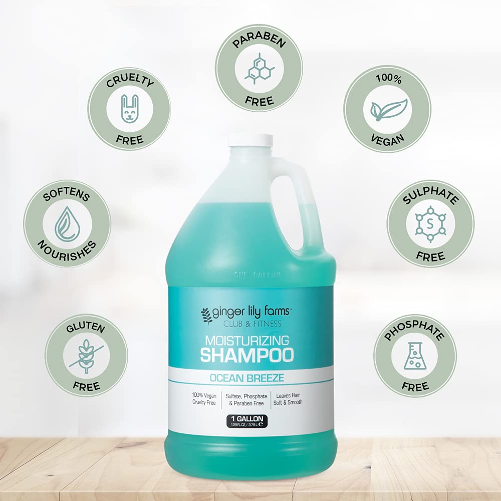 Ginger Lily Farms refilling shower dispensers in a commercial setting