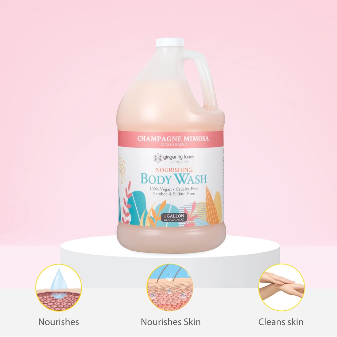 Ginger Lily Farms gallon held in hand to show scale and value advantage