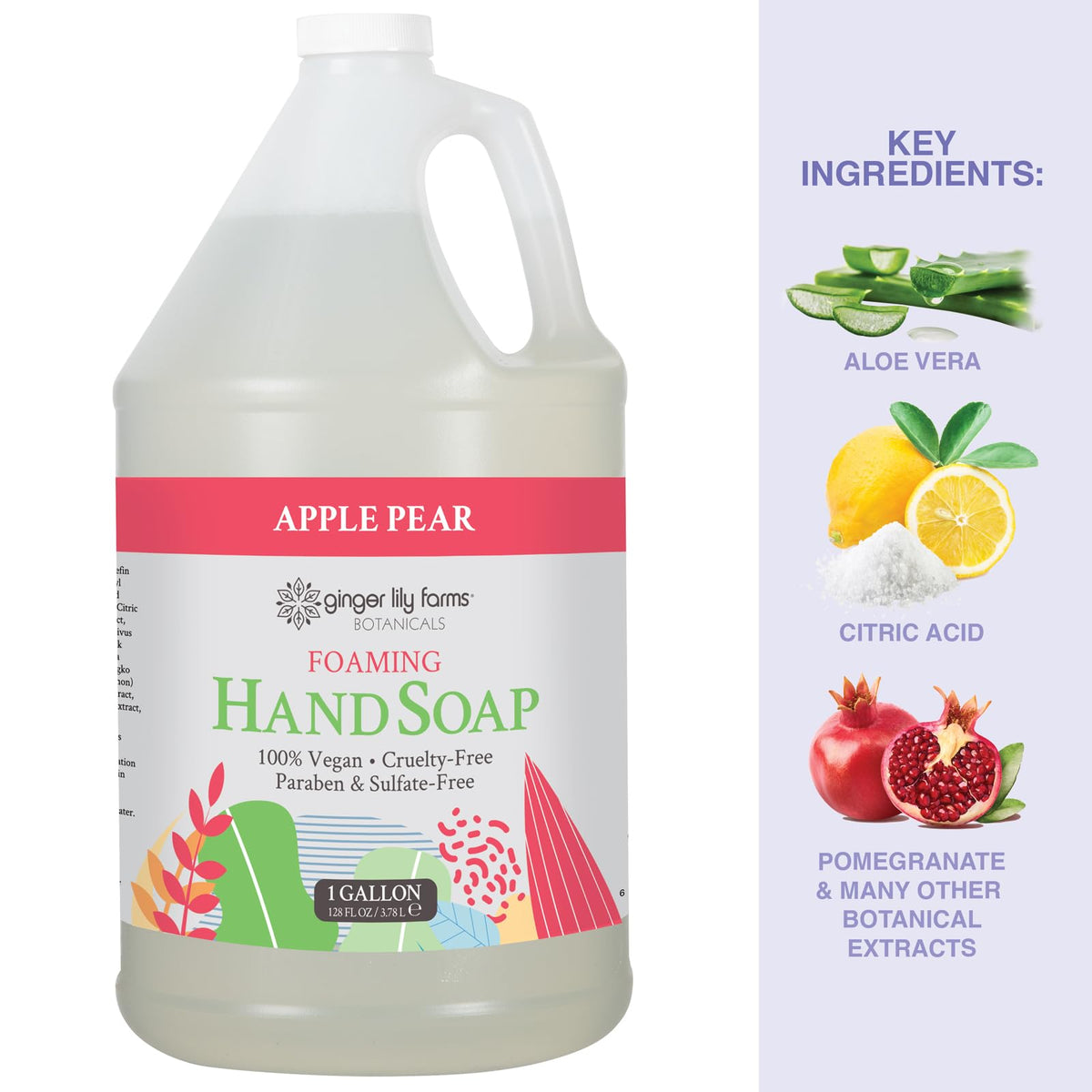 Ginger Lily Farms gallon next to common household items showing scale and value benefit