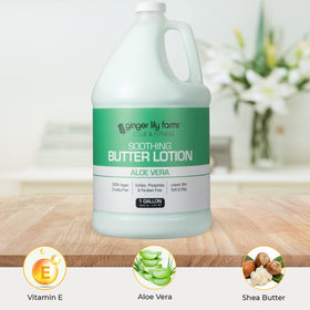 Ginger Lily Farms size scale with hand showing economical gallon volume benefit
