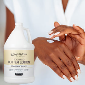 Ginger Lily Farms gallon in a spa locker room for professional use