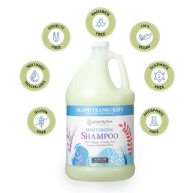 Ginger Lily Farms shampoo lather texture demonstrating gentle foaming action