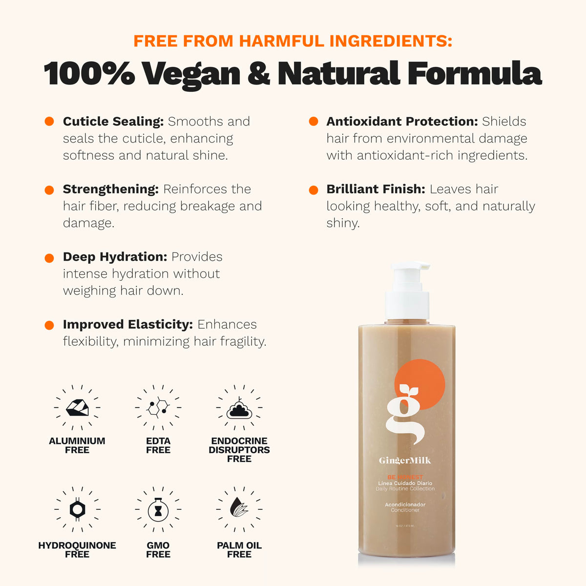 Ginger Milk Natural Care creamy conditioner texture demonstrating slip and detangling