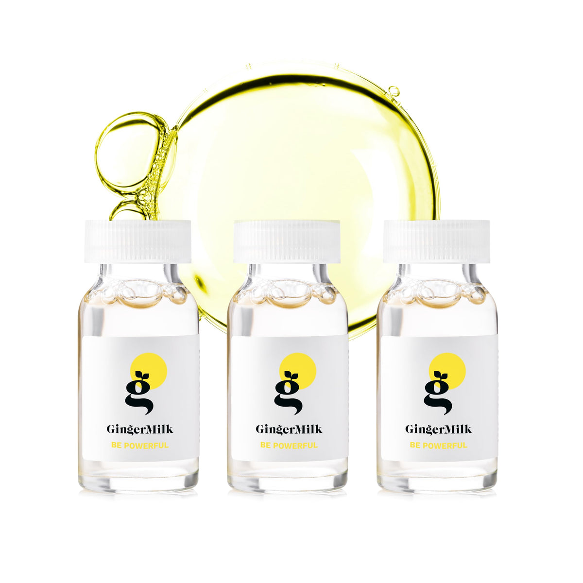 Ginger Milk Natural Care front packaging showing trio ampoules and benefits