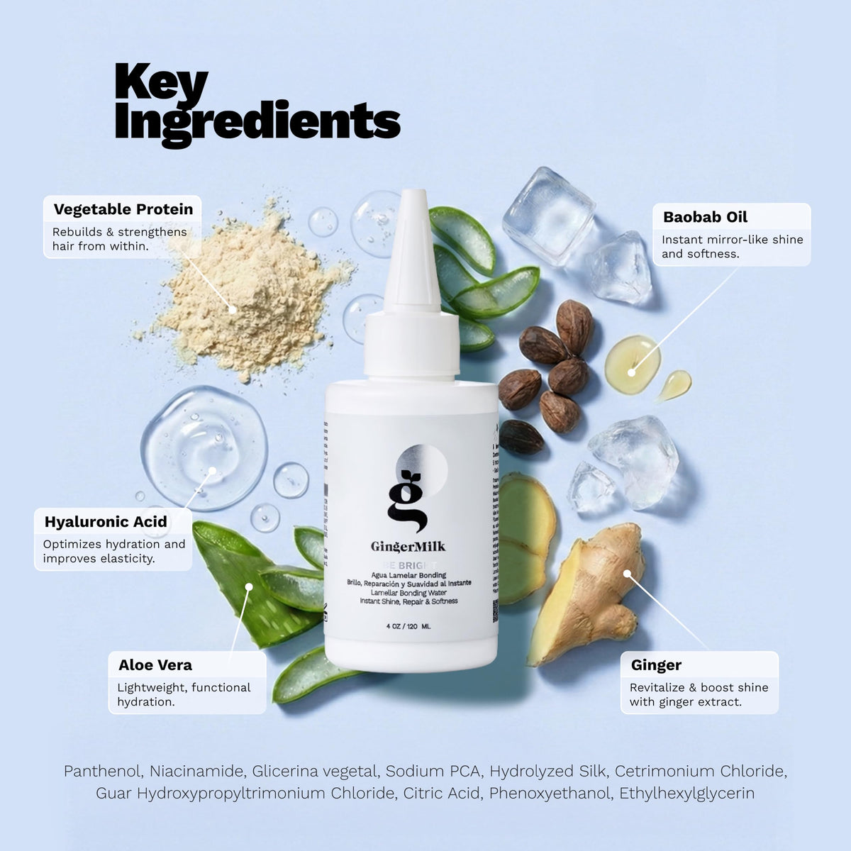 Ginger Milk Natural Care lightweight bonding water texture demonstrating spreadability