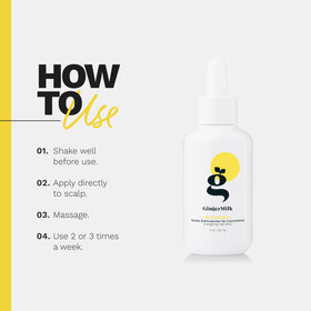 Ginger Milk Natural Care scalp application demonstrating dropper use with gentle massage benefit