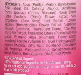 GIOVANNI label close-up showing botanical ingredients and claims