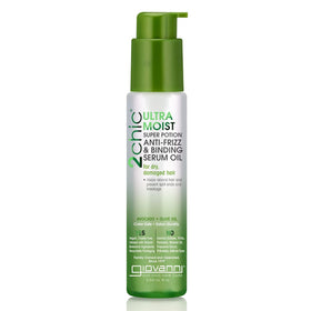 GIOVANNI front bottle showing serum packaging and benefit of shine