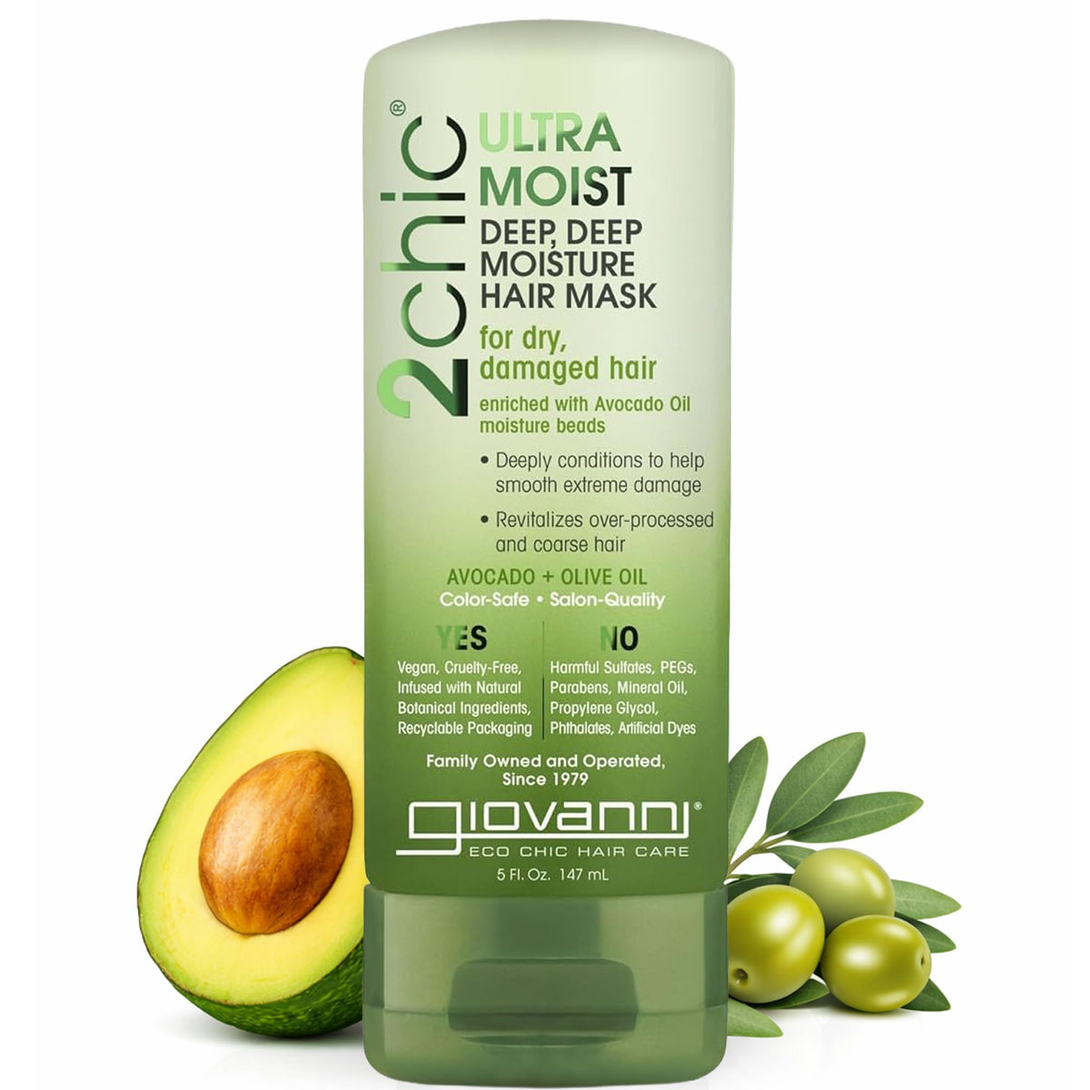 GIOVANNI jar front view showing label and creamy texture, promotes deep hydration