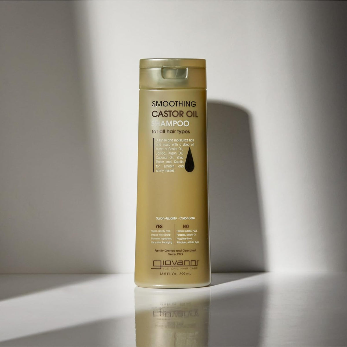 GIOVANNI back label displays ingredients and usage directions clearly