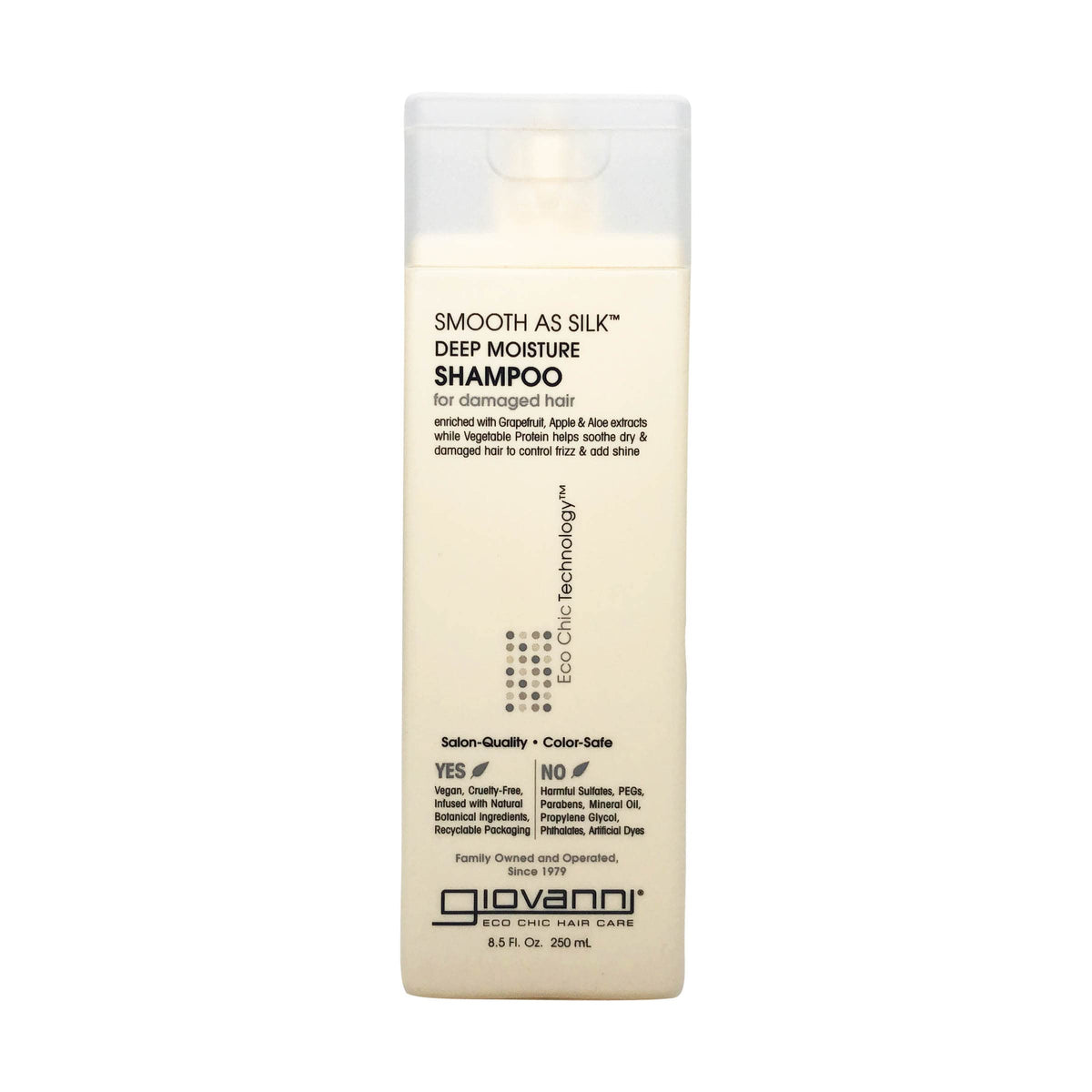 GIOVANNI bottle with recyclable symbol signaling eco-conscious packaging