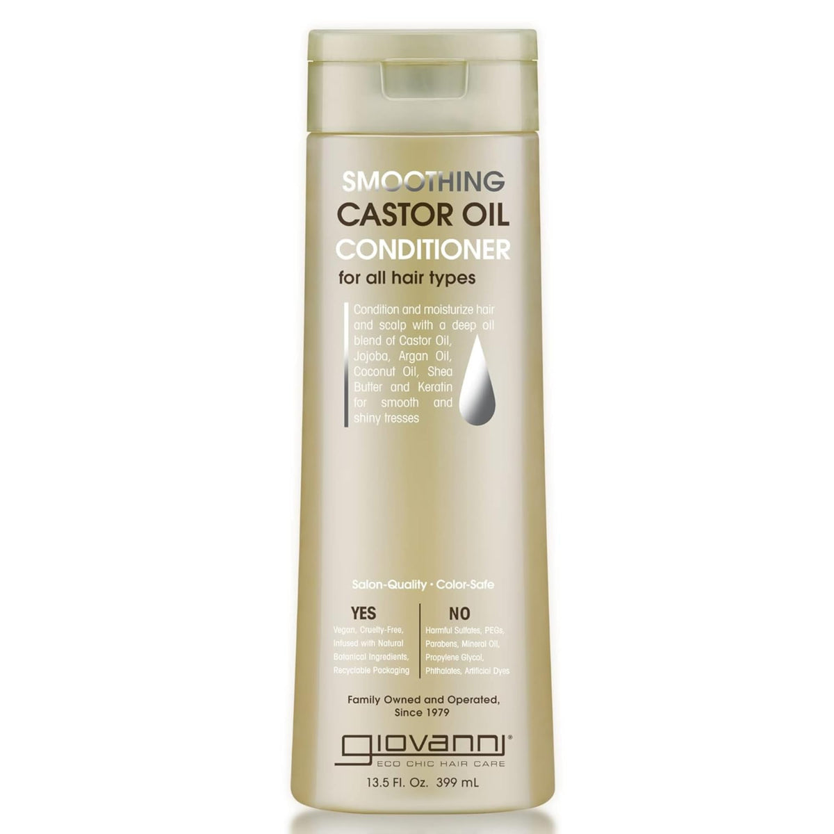 Giovanni castor oil conditioner front bottle showing label and size for clear identification