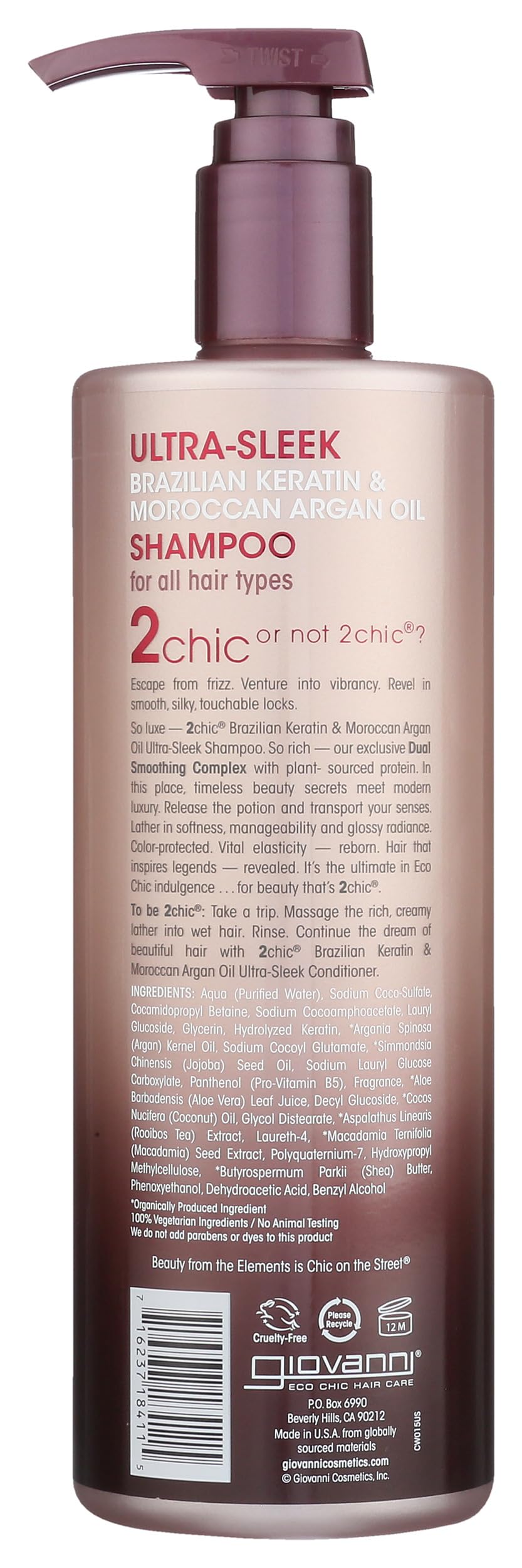 GIOVANNI closeup label highlighting key ingredients and benefits