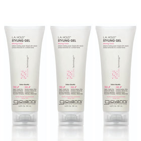GIOVANNI front packaging showing three 6.8oz bottles for value and strong hold
