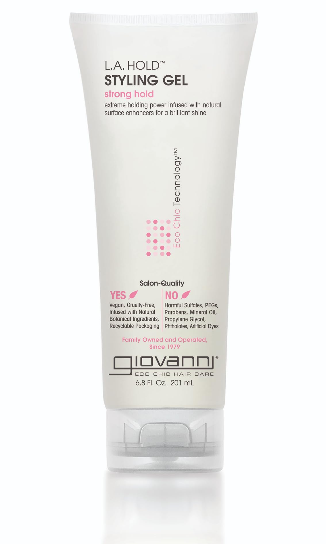 GIOVANNI front packaging showing strong-hold gel and benefits
