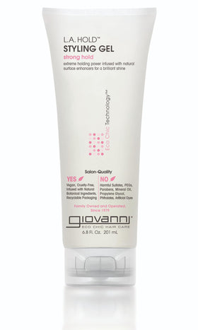 GIOVANNI front packaging showing strong-hold gel and benefits