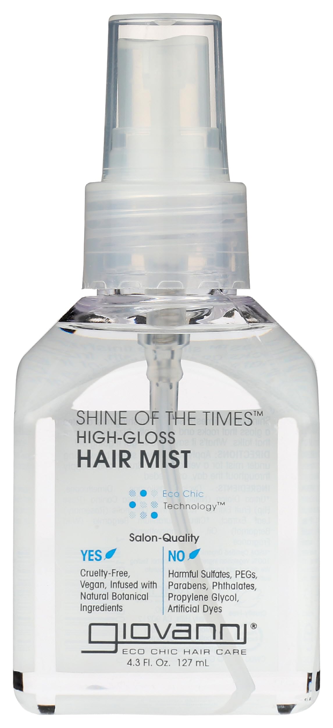 GIOVANNI front bottle view showing glossy finish and brand benefits