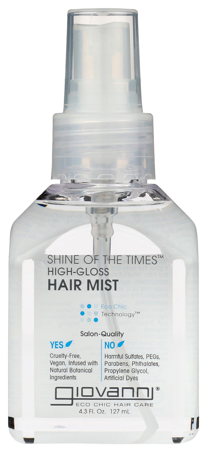 GIOVANNI front bottle view showing glossy finish and brand benefits