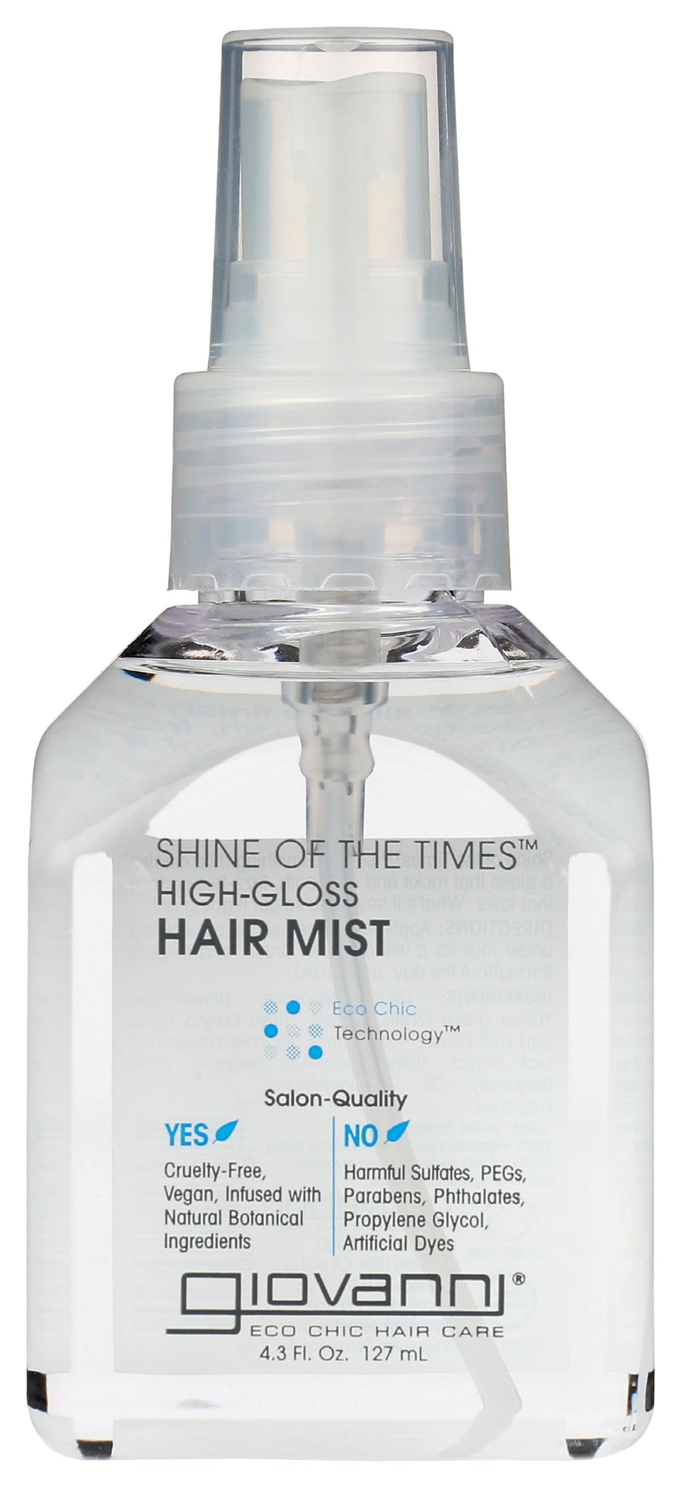 GIOVANNI front bottle view showing glossy finish and brand benefits