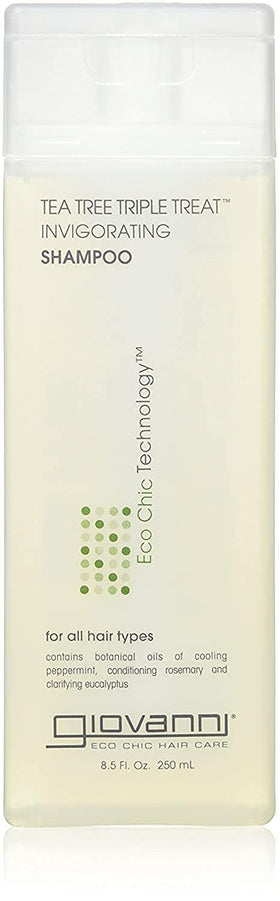 GIOVANNI front packaging showing tea tree shampoo for clearer scalp