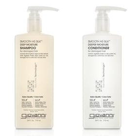 GIOVANNI front packaging showing 24 oz bottles and eco-chic styling benefit