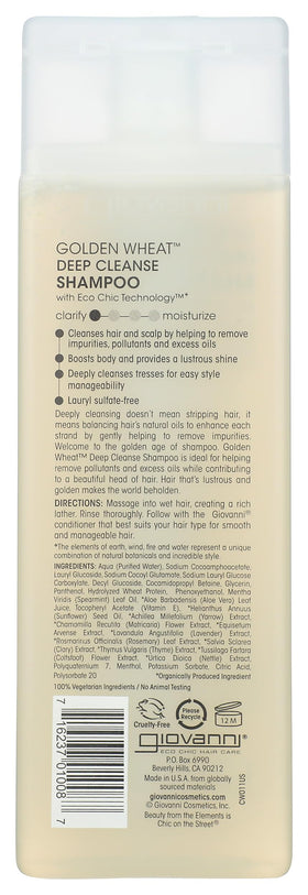 GIOVANNI golden wheat shampoo texture pouring to show consistency and ease of use
