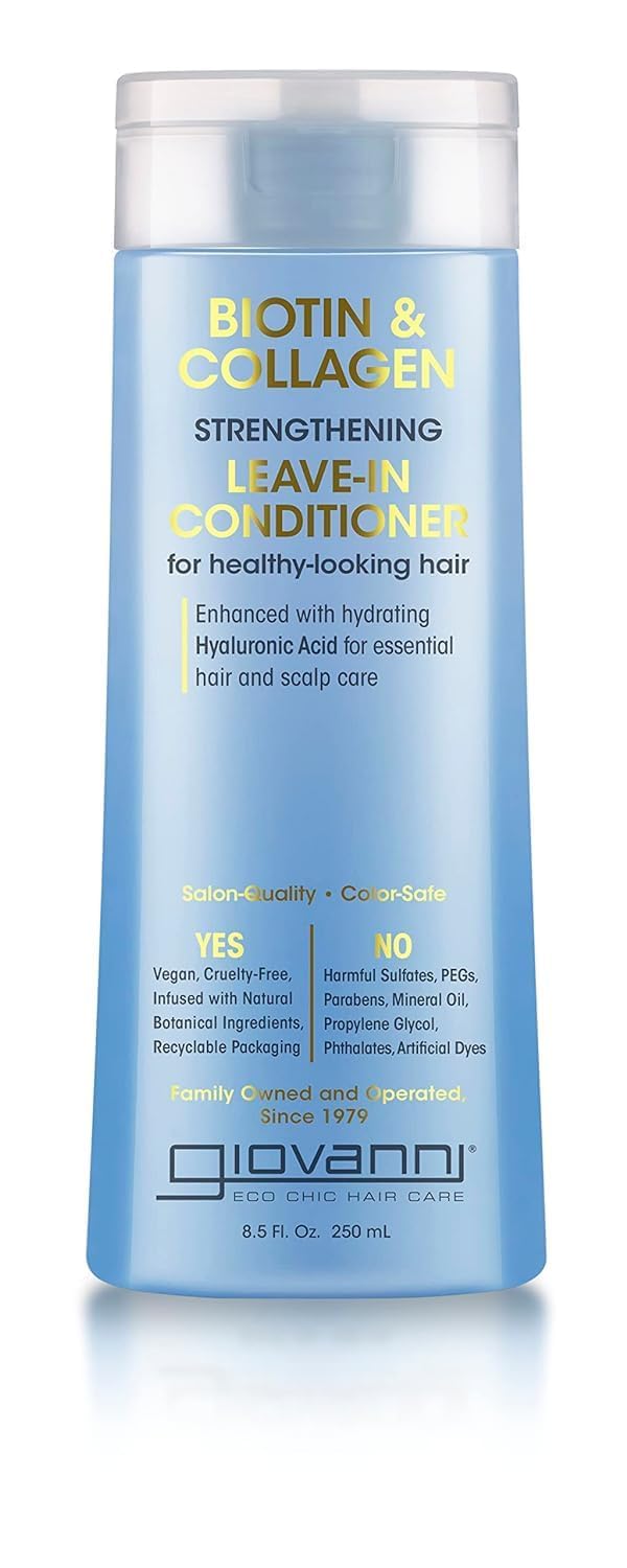 GIOVANNI front packaging showing brand and lightweight leave-in benefits