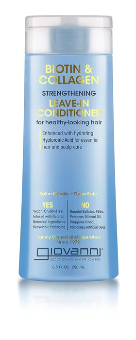 GIOVANNI front packaging showing brand and lightweight leave-in benefits