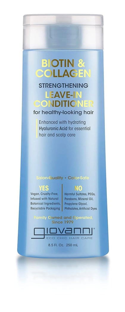GIOVANNI front packaging showing brand and lightweight leave-in benefits